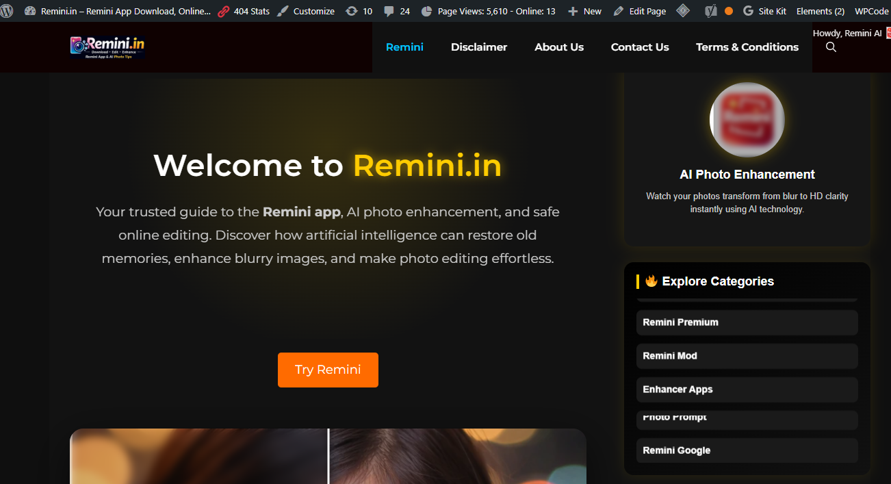 Remini ai theme download dark premium